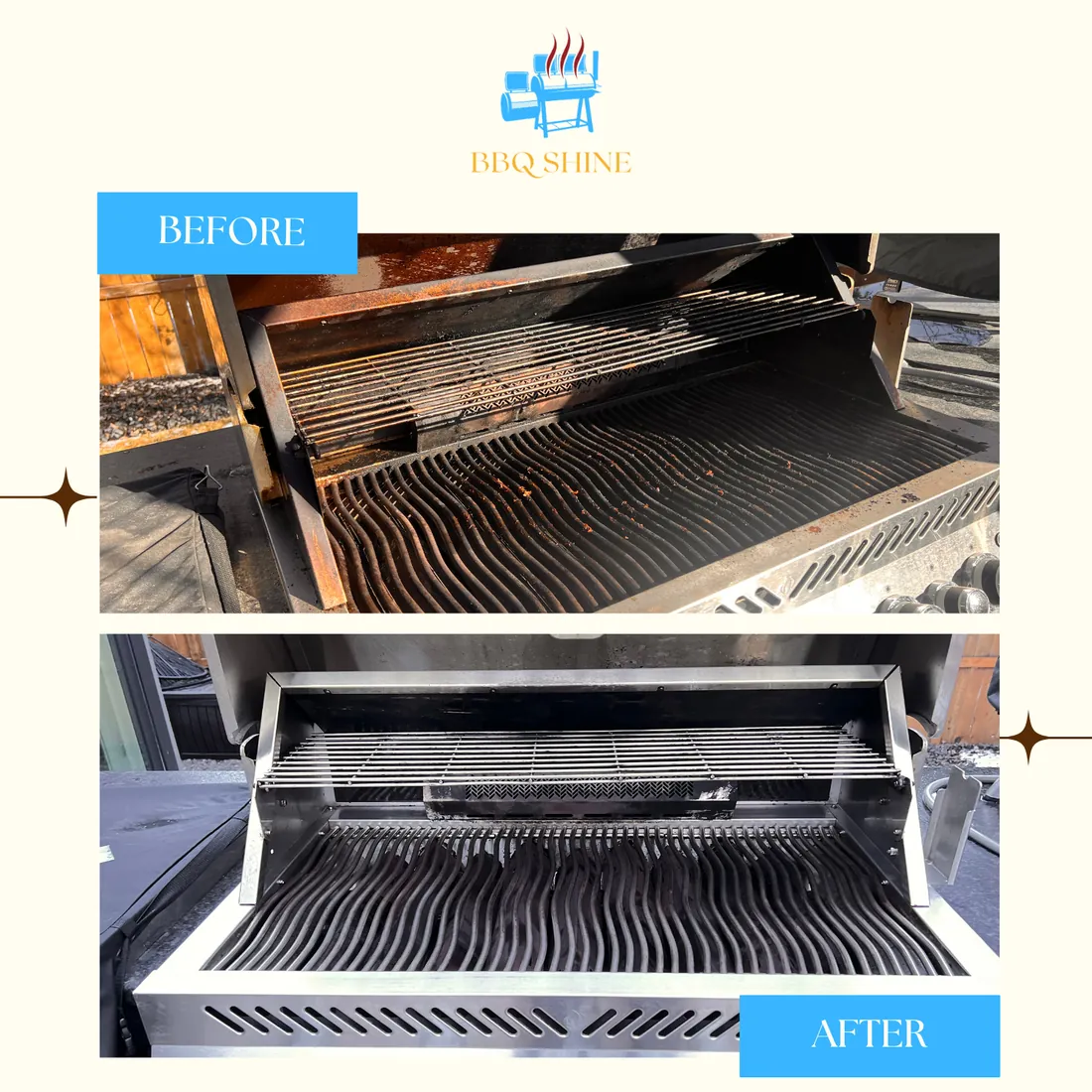 BBQ before and after professional cleaning in Calgary