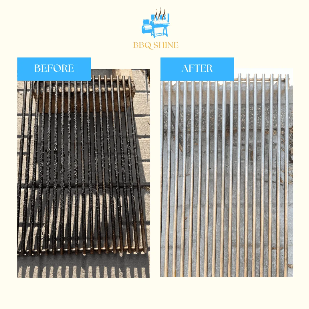 BBQ grates before and after professional cleaning